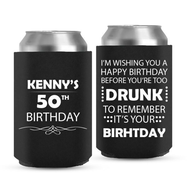 16. Custom Birthday Can Coolers - Black