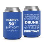 16. Custom Birthday Can Coolers - Blue