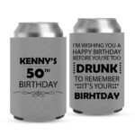 16. Custom Birthday Can Coolers - Grey