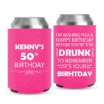 16. Custom Birthday Can Coolers - Pink