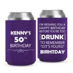 16. Custom Birthday Can Coolers - Purple