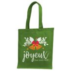16. Green Personlized Christmas Tote Bags in Bulk
