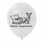 16. White Custom Sleigh Christmas Balloons