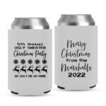 17. Christmas Party Custom Koozies - White