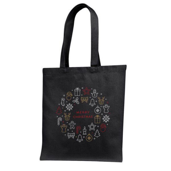 2. Custom Christmas Tote Bags - Black