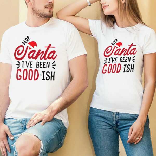 24. Custom Text Christmas T-shirt For Couples