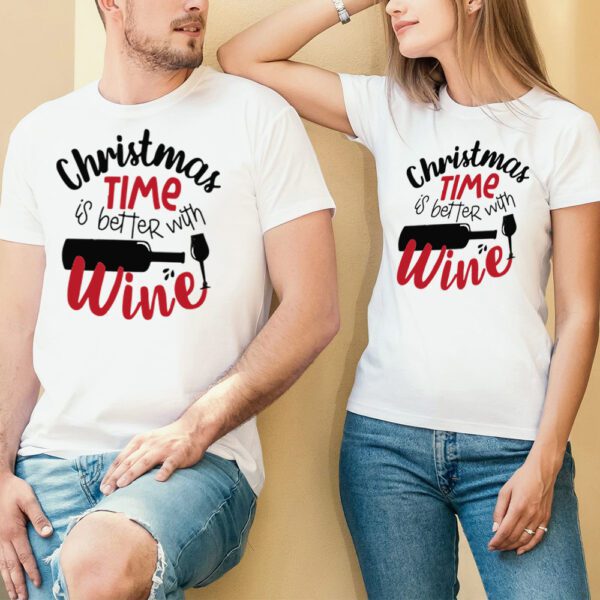 25. White Unique Custom Christmas T-shirts For Couple