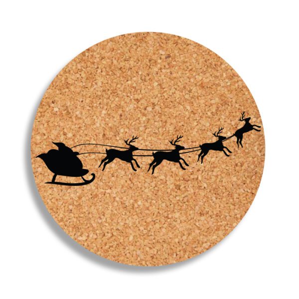 3. Custom Cork Christmas Coasters - Round