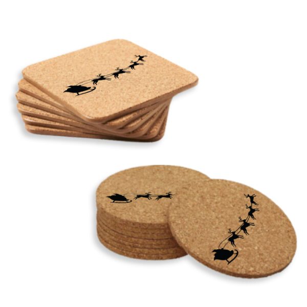 3. Custom Cork Christmas Coasters - Round _ Square