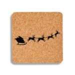 3. Custom Cork Christmas Coasters - Square