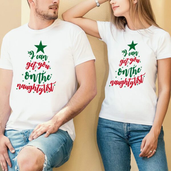 32. Customized White Christmas T-shirt For Couple