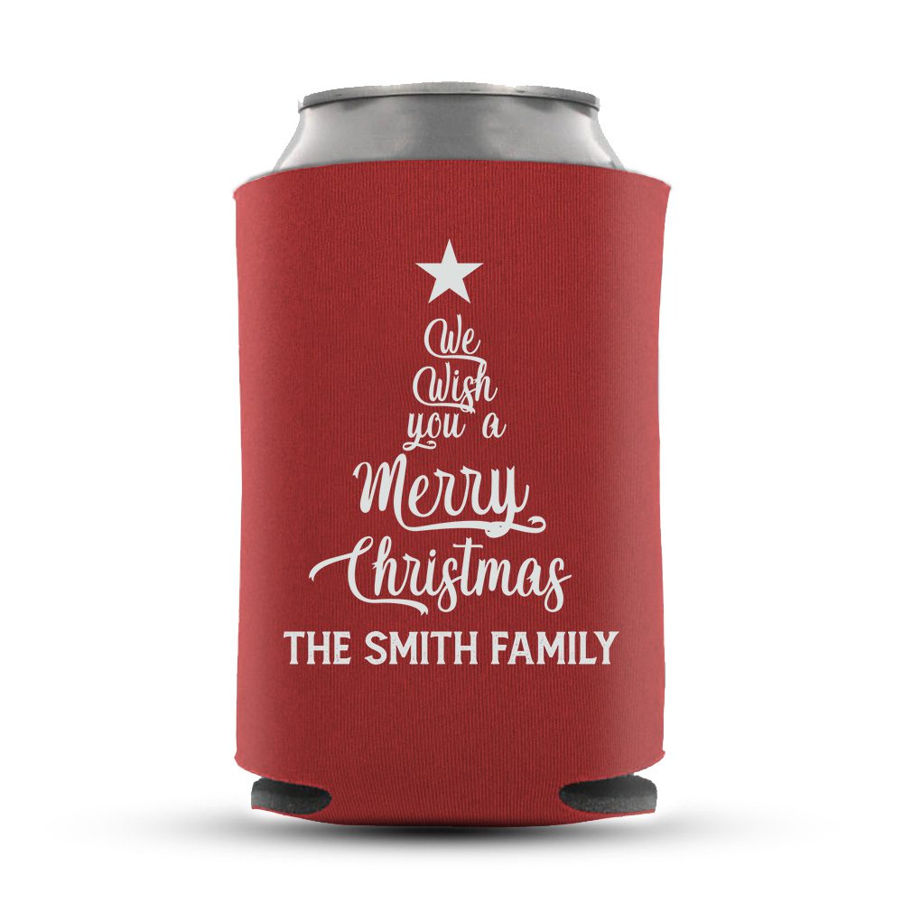 Custom Name Christmas Can Coolers For Chilled Beverages 4. Custom Name Christmas Koozies - Red