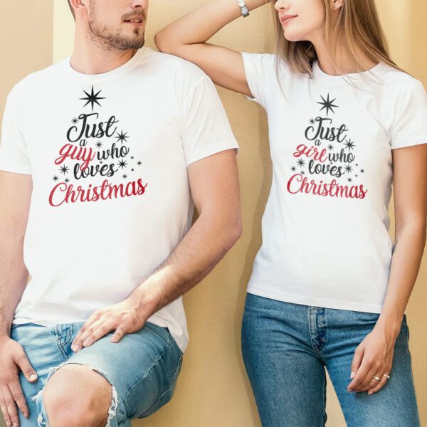 40. White Custom Wholesale Cotton Christmas T-shirt For Couple