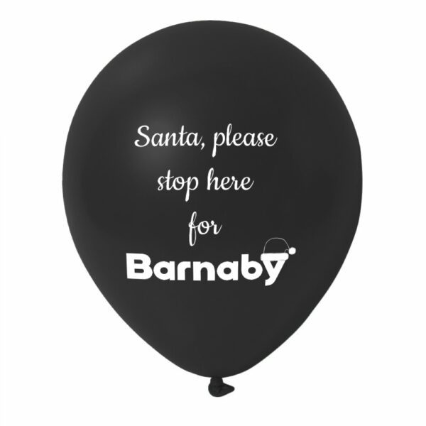 5. Custom Text Christmas Balloons - Black