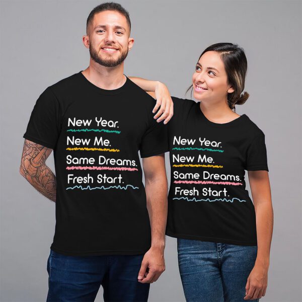 7. Custom Text New Year T-shirts For Couple