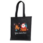 8. Custom Name Christmas Tote Bags - Black