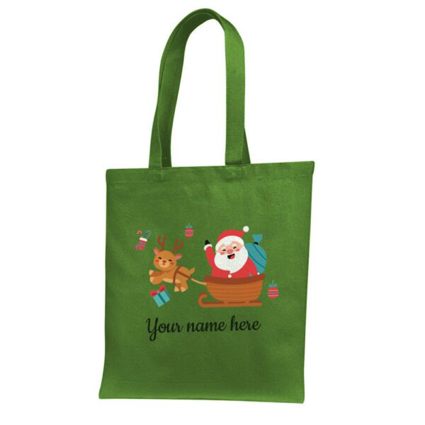 8. Custom Name Christmas Tote Bags - Green