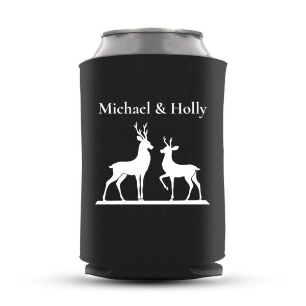 8. Custom Name Wedding Koozies - Black