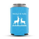 8. Custom Name Wedding Koozies - Cyan