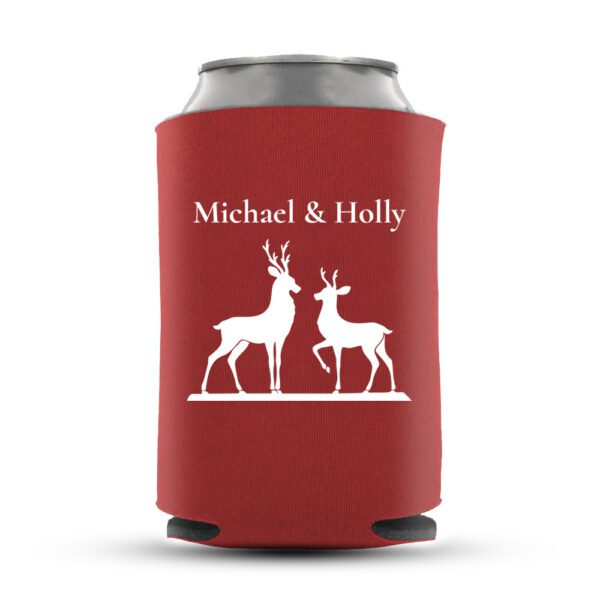 8. Custom Name Wedding Koozies - Red