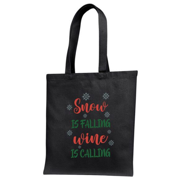 9. Custom Text Black Christmas Tote Bags