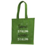 9. Custom Text Green Christmas Tote Bags