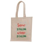 9. Custom Text Natural Christmas Tote Bags