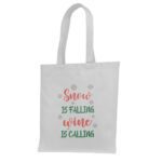 9. Custom Text White Christmas Tote Bags