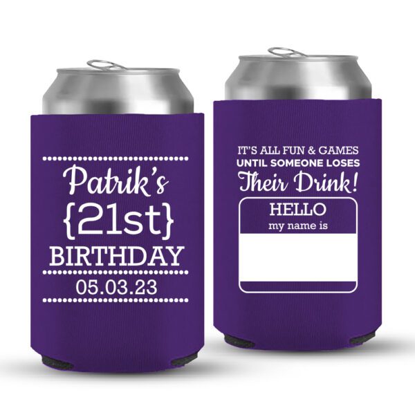 21st Birthday koozies-01-Purple