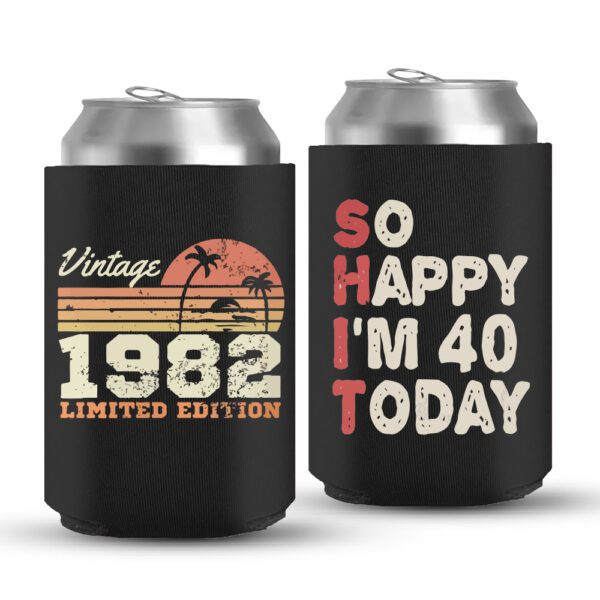 40th Birthday koozies-01-Black