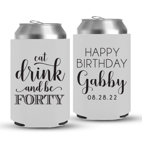 40th Birthday koozies-02-White