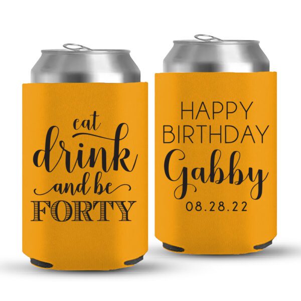 40th Birthday koozies-02-yellow