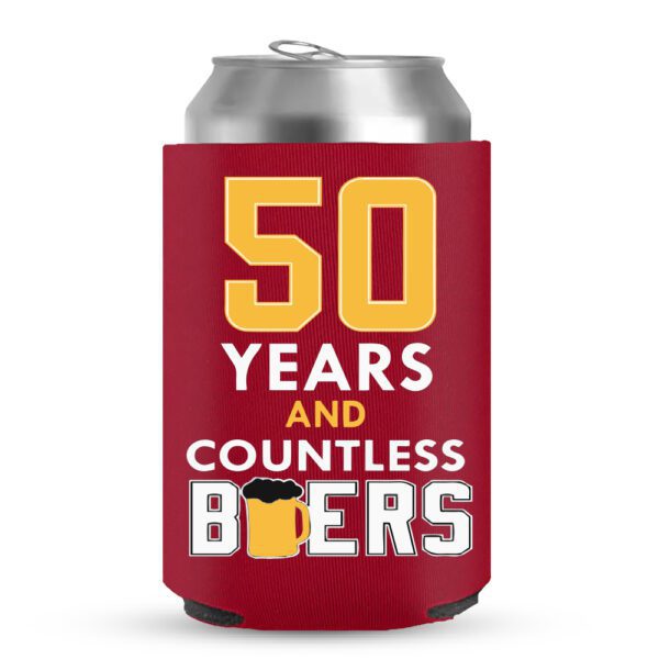 50th Birthday koozies-10-red