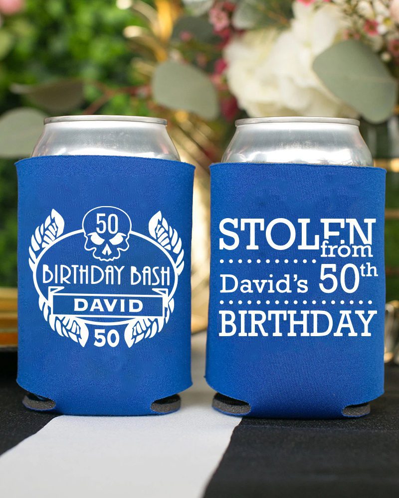 50th birthday koozie header