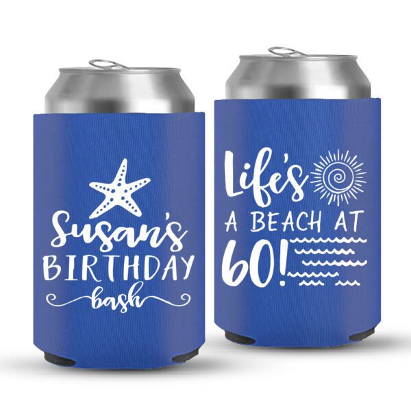 60th Birthday koozies-02-Blue