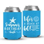 60th Birthday koozies-02-Cyan