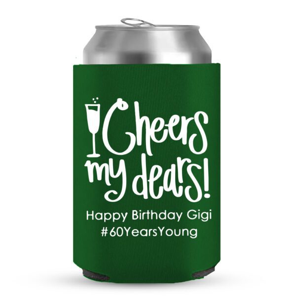 60th Birthday koozies-03-Green