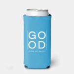 Custom Single Color Slim Koozies - cyan