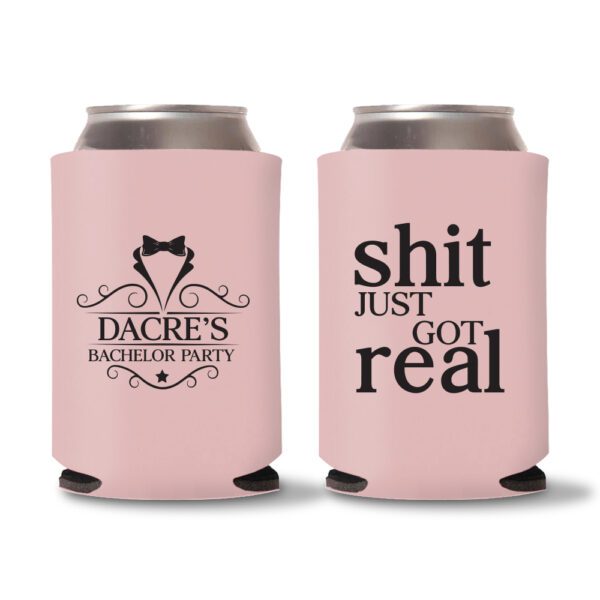 15. Customized Bachelor Koozies - Baby Pink