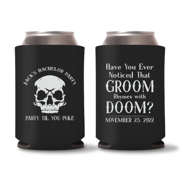 16. Customized Bachelor Koozies - Black