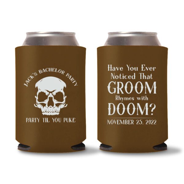 16. Customized Bachelor Koozies - Dark Brown