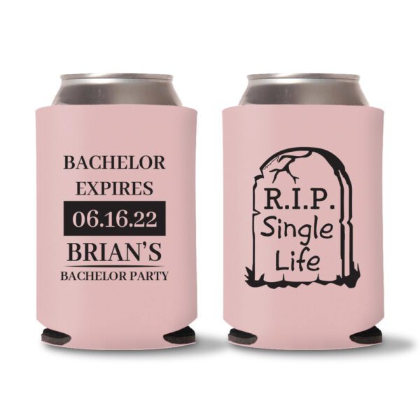 18. Customized Bachelor Koozies - Baby Pink