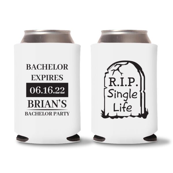 18. Customized Bachelor Koozies - White