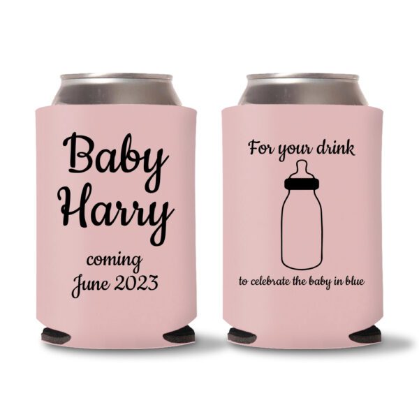 16. Personalized Baby Shower Koozies - Baby Pink