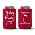 16. Personalized Baby Shower Koozies - Red