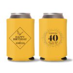 21. 40th Birthday Can Cooler - Yellow