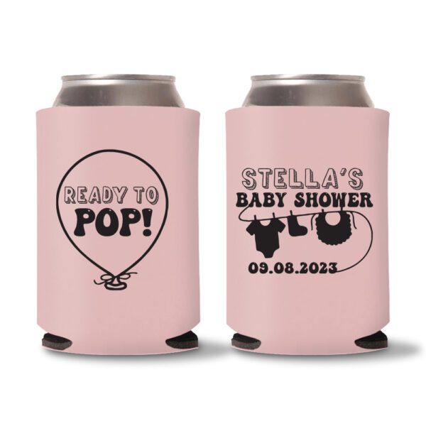 21. Baby Pink Personalized Baby Shower Koozies