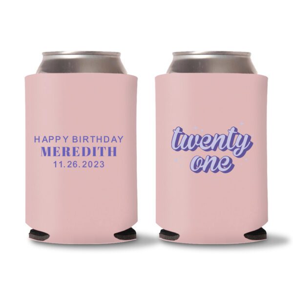 21st Birthday Koozies D17- Baby Pink