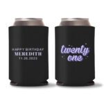 21st Birthday Koozies D17- Black