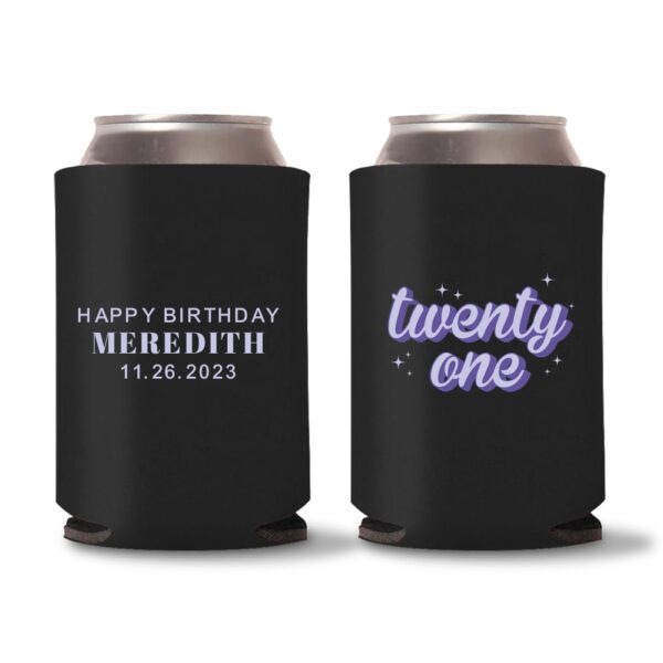 21st Birthday Koozies D17- Black